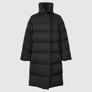 Uniqlo Black Powder Feel Genuine Down Long Puffer Coat Size L
